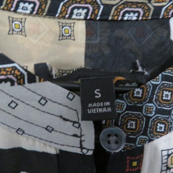 Banana Republic Womens Sz S Patchwork Pattern Pleated Midi Dress Long Sleeve - Picture 9 of 10